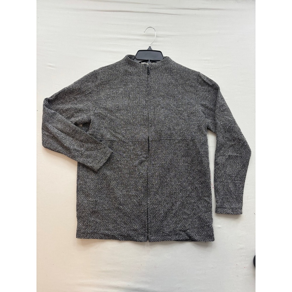 Dressbarn Womens Gray Salt Pepper Knit Mock Neck Full Zip Jacket Size Small
